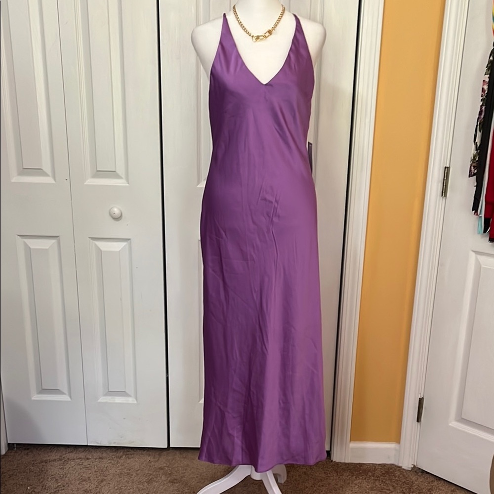 Purple Sleeveless Halter Maxi Dress